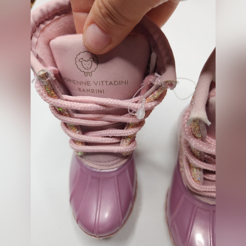 NEW Adrienne Vittadini Glittery Pink Kids Boots - Picture 8 of 9